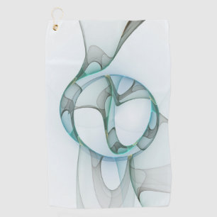 Modern Abstract Fractal Art Blue Turquoise Gray Golf Towel