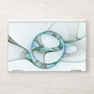 Modern Abstract Fractal Art Blue Turquoise Gray HP Laptop Skin