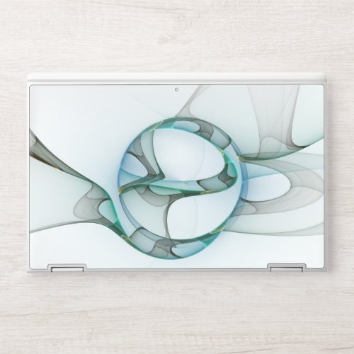 Modern Abstract Fractal Art Blue Turquoise Gray HP Laptop Skin