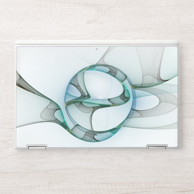 Modern Abstract Fractal Art Blue Turquoise Gray HP Laptop Skin (Front)