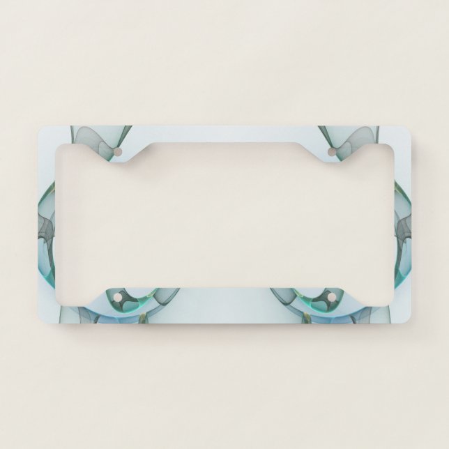 Modern Abstract Fractal Art Blue Turquoise Gray License Plate Frame (Front)