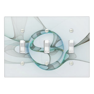 Modern Abstract Fractal Art Blue Turquoise Gray Light Switch Cover
