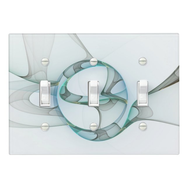 Modern Abstract Fractal Art Blue Turquoise Gray Light Switch Cover (In Situ)