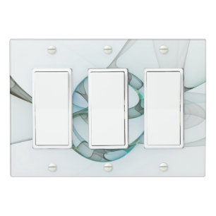 Modern Abstract Fractal Art Blue Turquoise Gray Light Switch Cover