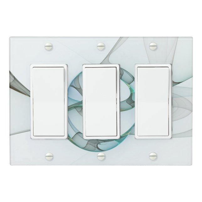 Modern Abstract Fractal Art Blue Turquoise Gray Light Switch Cover (In Situ)