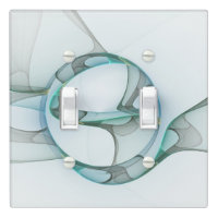 Modern Abstract Fractal Art Blue Turquoise Gray