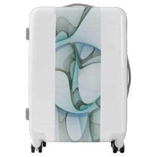 Modern Abstract Fractal Art Blue Turquoise Gray Luggage