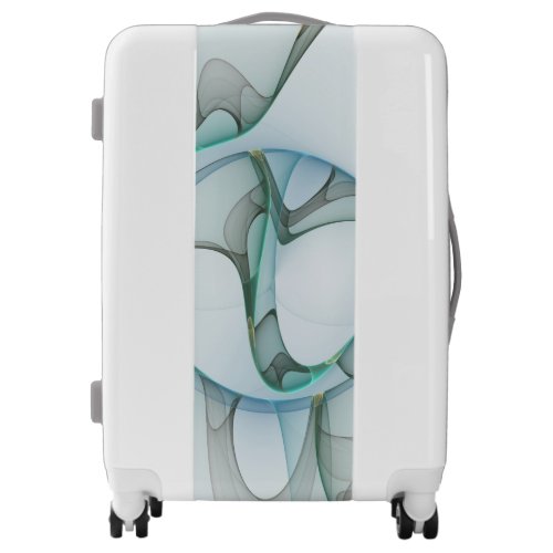 Modern Abstract Fractal Art Blue Turquoise Gray Luggage