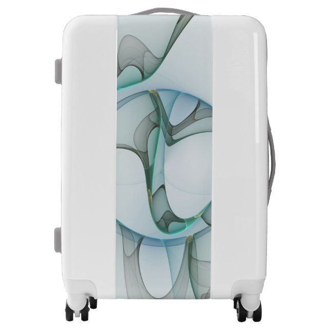 Modern Abstract Fractal Art Blue Turquoise Gray Luggage (Front)