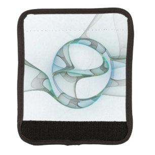 Modern Abstract Fractal Art Blue Turquoise Gray Luggage Handle Wrap
