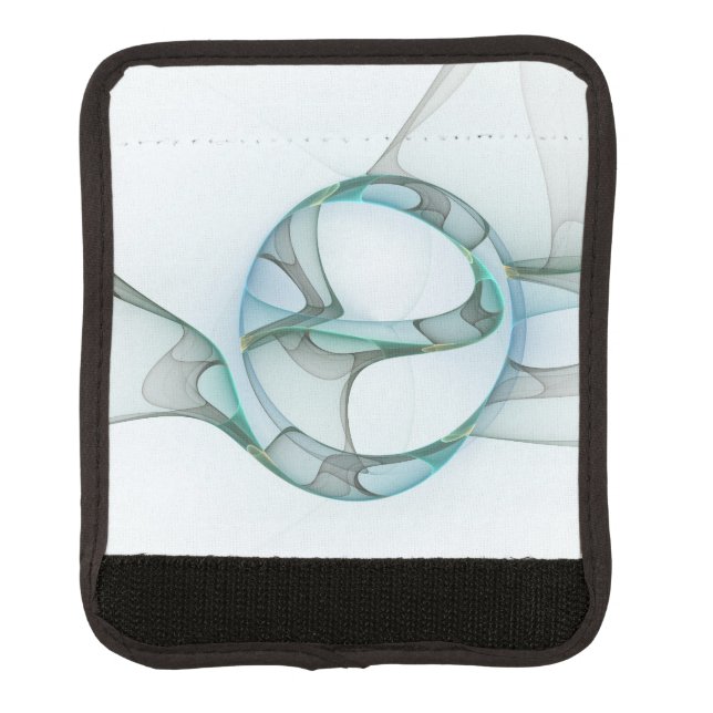Modern Abstract Fractal Art Blue Turquoise Gray Luggage Handle Wrap (Front)