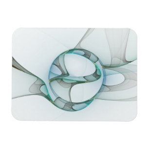 Modern Abstract Fractal Art Blue Turquoise Gray Magnet