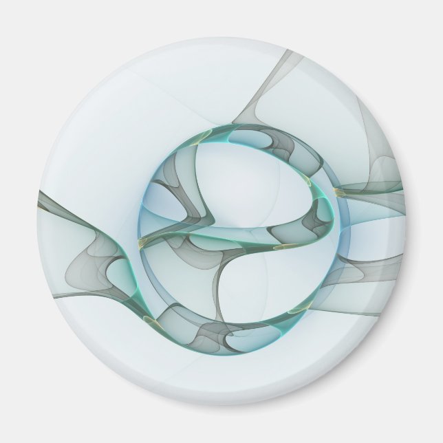 Modern Abstract Fractal Art Blue Turquoise Gray Magnet (Front)