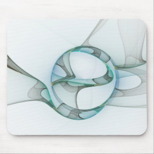 Modern Abstract Fractal Art Blue Turquoise Gray Mouse Pad