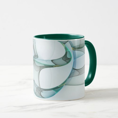 Modern Abstract Fractal Art Blue Turquoise Gray Mug