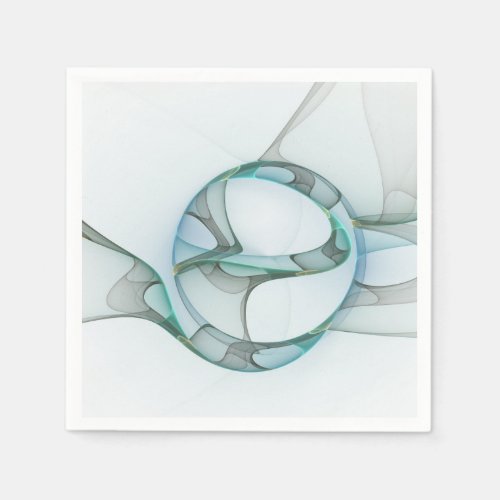 Modern Abstract Fractal Art Blue Turquoise Gray Napkins