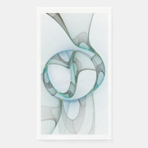 Modern Abstract Fractal Art Blue Turquoise Gray Paper Guest Towels