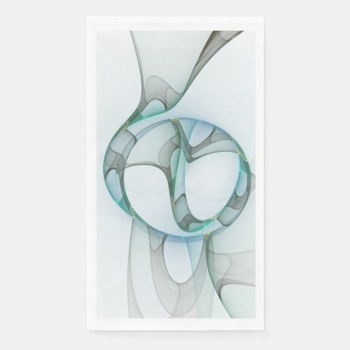 Modern Abstract Fractal Art Blue Turquoise Gray Paper Guest Towels
