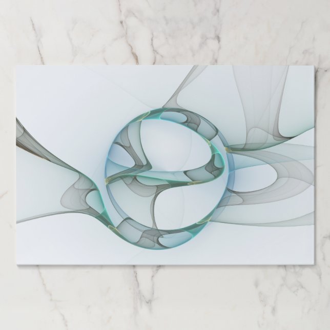 Modern Abstract Fractal Art Blue Turquoise Gray Paper Pad (Front)