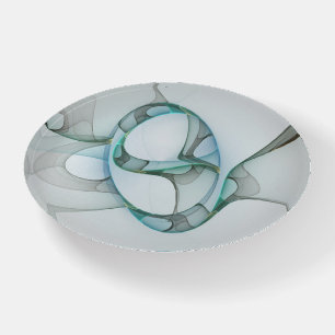 Modern Abstract Fractal Art Blue Turquoise Gray Paperweight