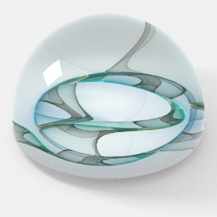 Modern Abstract Fractal Art Blue Turquoise Gray Paperweight