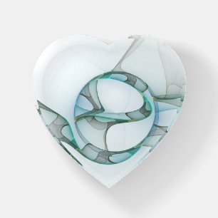 Modern Abstract Fractal Art Blue Turquoise Gray Paperweight