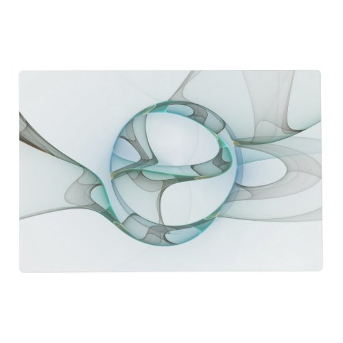 Modern Abstract Fractal Art Blue Turquoise Gray Placemat