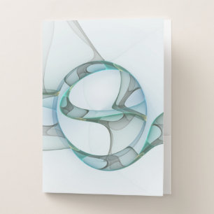 Modern Abstract Fractal Art Blue Turquoise Gray Pocket Folder
