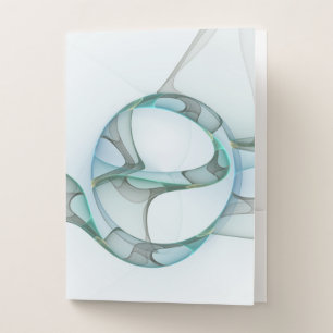 Modern Abstract Fractal Art Blue Turquoise Gray Pocket Folder