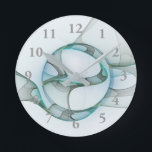 Modern Abstract Fractal Art Blue Turquoise Gray Round Clock<br><div class="desc">Modern Art,  a fractal full of swing,  abstract and decorative.
Design for your round wall clock and more.</div>
