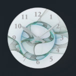 Modern Abstract Fractal Art Blue Turquoise Gray Round Clock<br><div class="desc">Modern Art,  a fractal full of swing,  abstract and decorative.
Design for your round wall clock and more.</div>