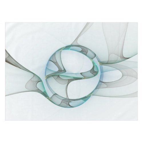 Modern Abstract Fractal Art Blue Turquoise Gray Tablecloth
