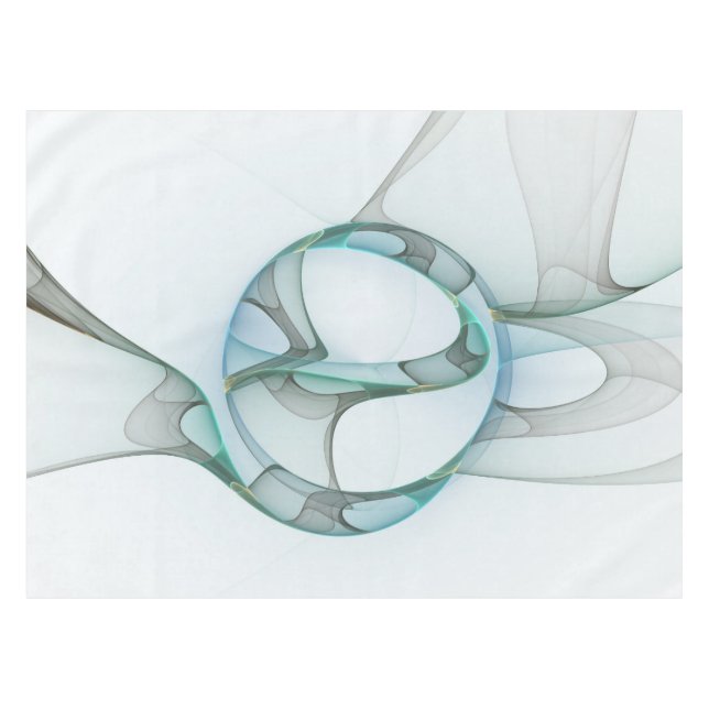 Modern Abstract Fractal Art Blue Turquoise Gray Tablecloth (Front (Horizontal))