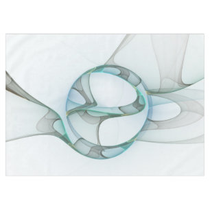 Modern Abstract Fractal Art Blue Turquoise Gray Tablecloth