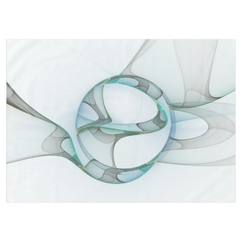 Modern Abstract Fractal Art Blue Turquoise Gray Tablecloth