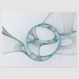 Modern Abstract Fractal Art Blue Turquoise Gray Tissue Paper