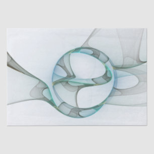 Modern Abstract Fractal Art Blue Turquoise Gray Tissue Paper