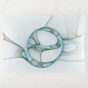 Modern Abstract Fractal Art Blue Turquoise Gray Trinket Tray