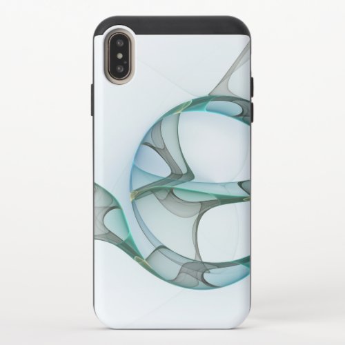 Modern Abstract Fractal Art Blue Turquoise Gray iPhone XS Max Slider Case