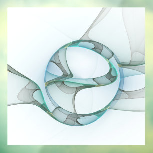 Modern Abstract Fractal Art Blue Turquoise Gray Window Cling