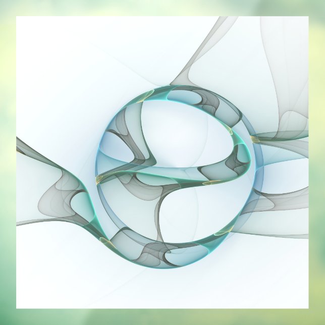 Modern Abstract Fractal Art Blue Turquoise Gray Window Cling