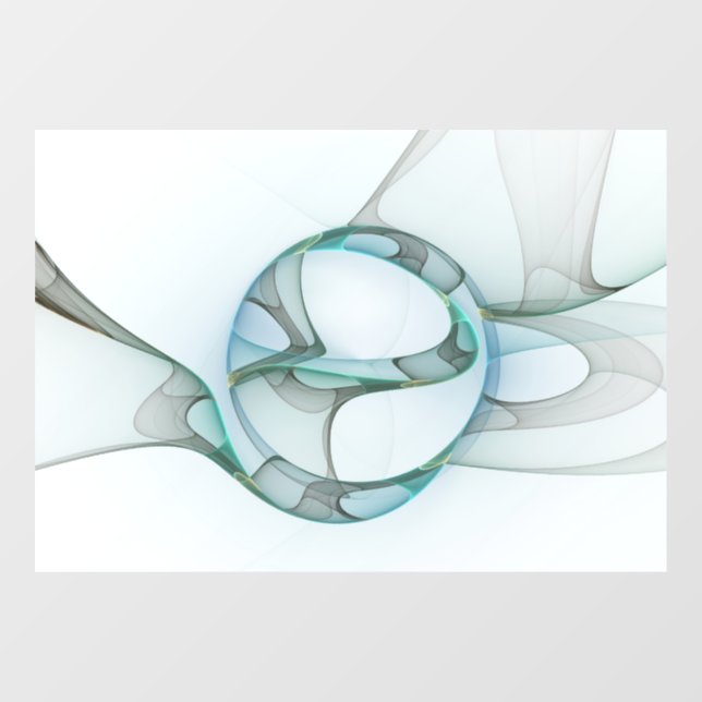 Modern Abstract Fractal Art Blue Turquoise Gray Window Cling (Sheet)