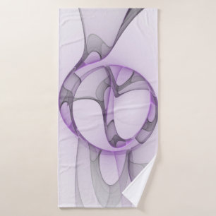 Modern Abstract Fractal Art Lavender Gray Bath Towel