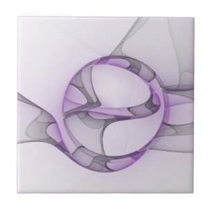 Modern Abstract Fractal Art Lavender Gray Ceramic Tile