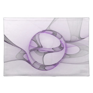 Modern Abstract Fractal Art Lavender Gray Cloth Placemat