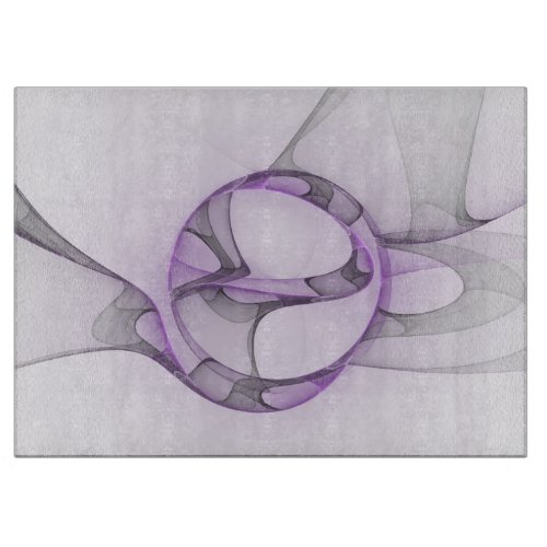 Modern Abstract Fractal Art Lavender Gray Cutting Board