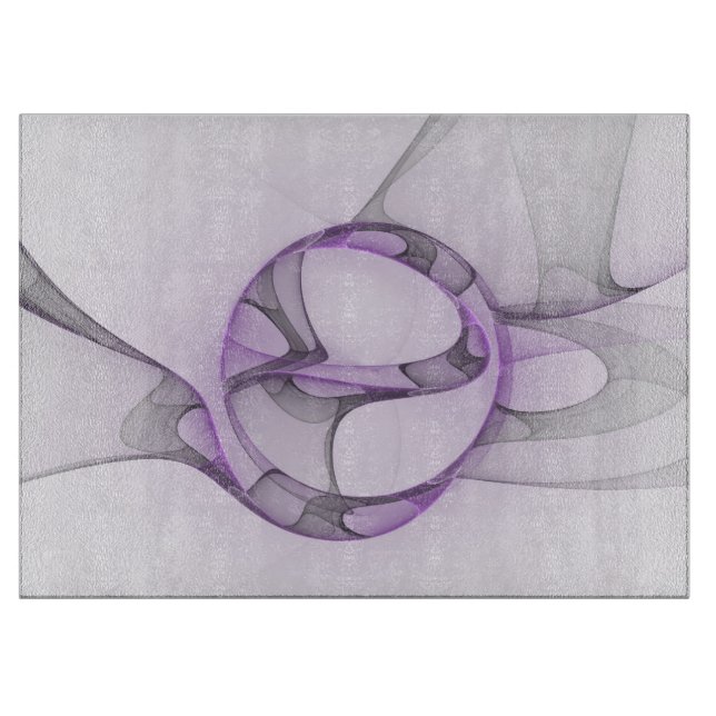 Modern Abstract Fractal Art Lavender Gray Cutting Board (Front)