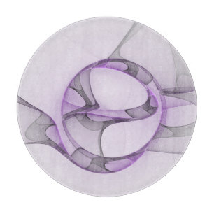 Modern Abstract Fractal Art Lavender Gray Cutting Board