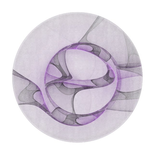 Modern Abstract Fractal Art Lavender Gray Cutting Board (Front)