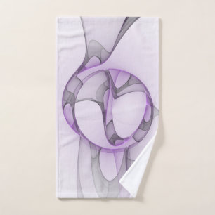 Modern Abstract Fractal Art Lavender Gray Hand Towel